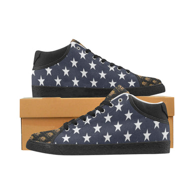 #Rossolini1# TimeLess Blue Back Stars Women's Chukka Canvas Shoes (Model 003)