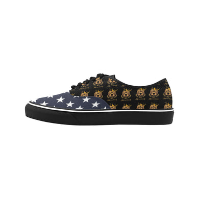 #Rossolini1# Blue Stars Classic Women's Canvas Low Top Shoes/Large (Model E001-4)