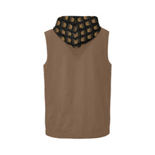 #Rossolini1# Brown Sleeveless Zip Up Hoodie for Men (Model H16)