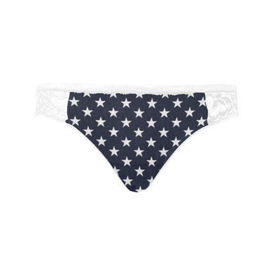 #Rossolini1# Blue Back Stars White Women's Lace Panty (Model L41)