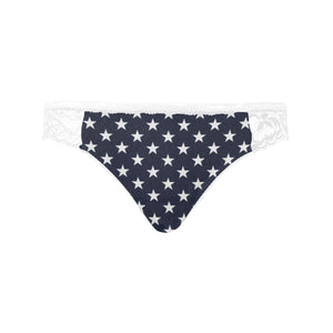#Rossolini1# Blue Back Stars White Women's Lace Panty (Model L41)