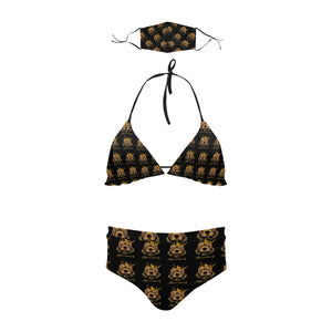 #Rossolini1# All Over Stringy Selvedge Bikini Set with Mouth Mask (S11)