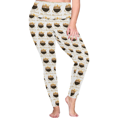 #Rossolini1# MaskOn White Plus Size High Waist Leggings (Model L44)