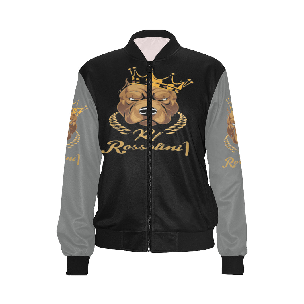 #MASKOFF# B/DG Bomber Jacket for Women (Model H36)