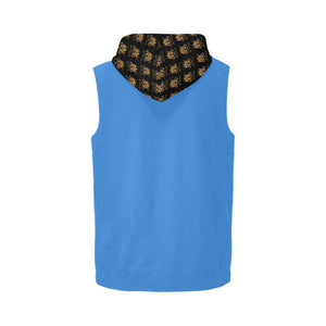 #Rossolini1# Blue Sleeveless Zip Up Hoodie for Men (Model H16)