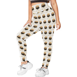 #Rossolini1# MaskOn White Plus Size High Waist Leggings (Model L44)