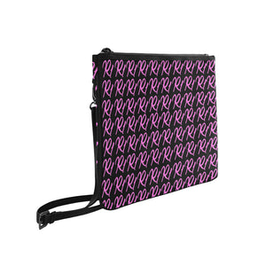 #R1# Pink Writing Slim Clutch Bag (Model 1668)