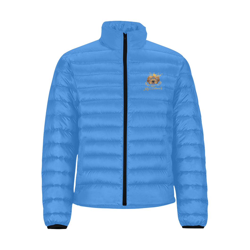 #Rossolini1# Blue Stand Collar Padded Jacket (Model H41)