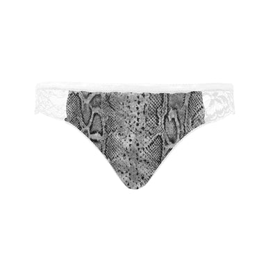 #Rossolini1# SnakeSkin IMG White Women's Lace Panty (Model L41)