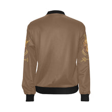 #MASKOFF# Brown Bomber Jacket for Women (Model H36)