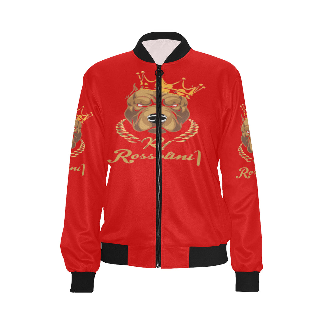 #MASKOFF# Red Bomber Jacket for Women (Model H36)