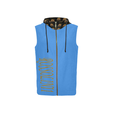 #Rossolini1# Blue Sleeveless Zip Up Hoodie for Women (Model H16)
