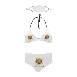 #Rossolini1# White Stringy Selvedge Bikini Set with Mouth Mask (S11)
