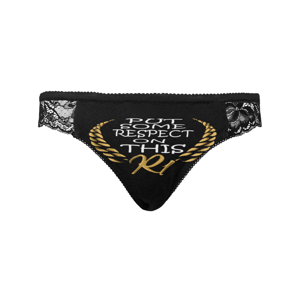 #Put Some Respect On This# Black Women's Lace Panty (Model L41)