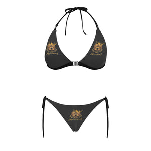 #Rossolini1# Charcoal Buckle Front Halter Bikini Swimsuit (Model S08)