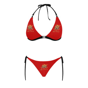 #Rossolini1# Red Buckle Front Halter Bikini Swimsuit (Model S08)