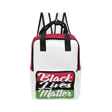 #Rossolini1# Black Lives Matter White/Red Twin Handle Backpack (Model 1732)