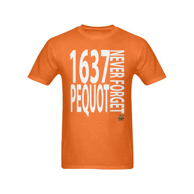 #NEVERFORGET# Pequot 1637 Men's Orange T-Shirt