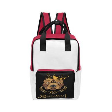 #Rossolini1# White/Red Twin Handle Backpack (Model 1732)