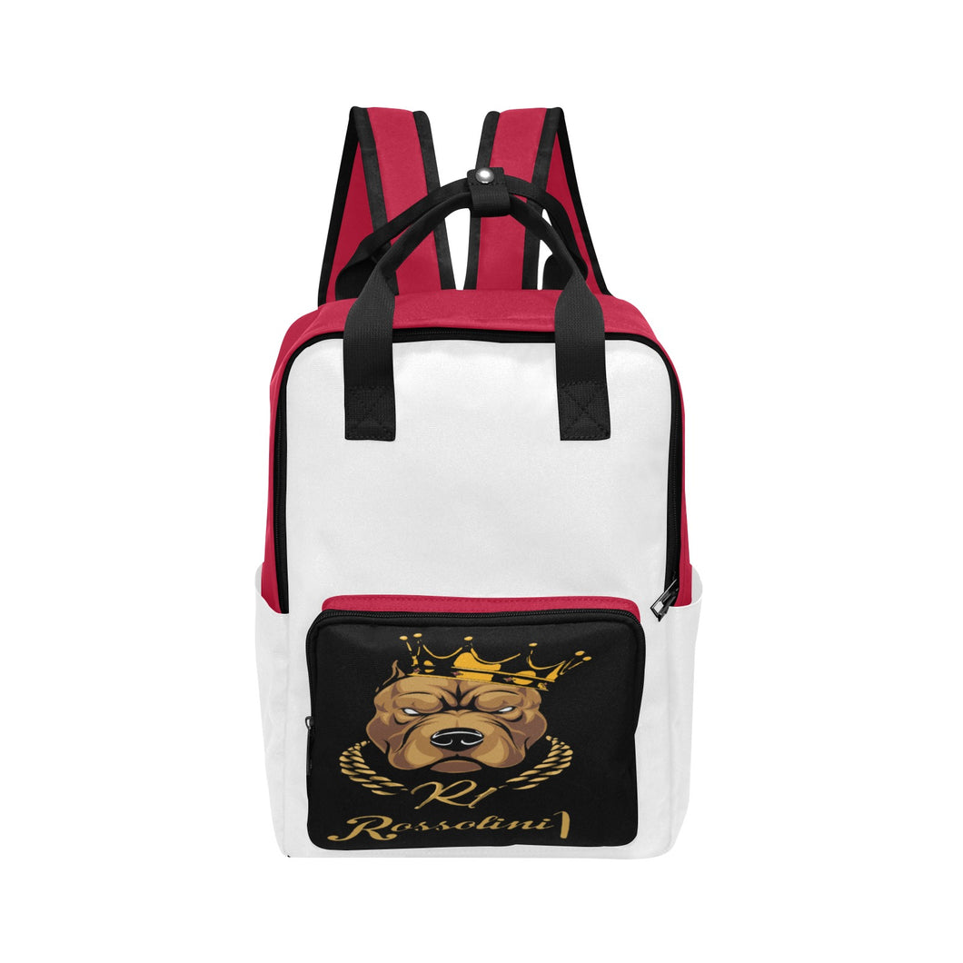 #Rossolini1# White/Red Twin Handle Backpack (Model 1732)