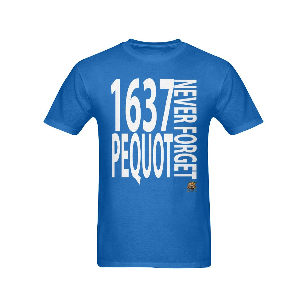 #NEVERFORGET# Pequot 1637 Men's Blue T-Shirt