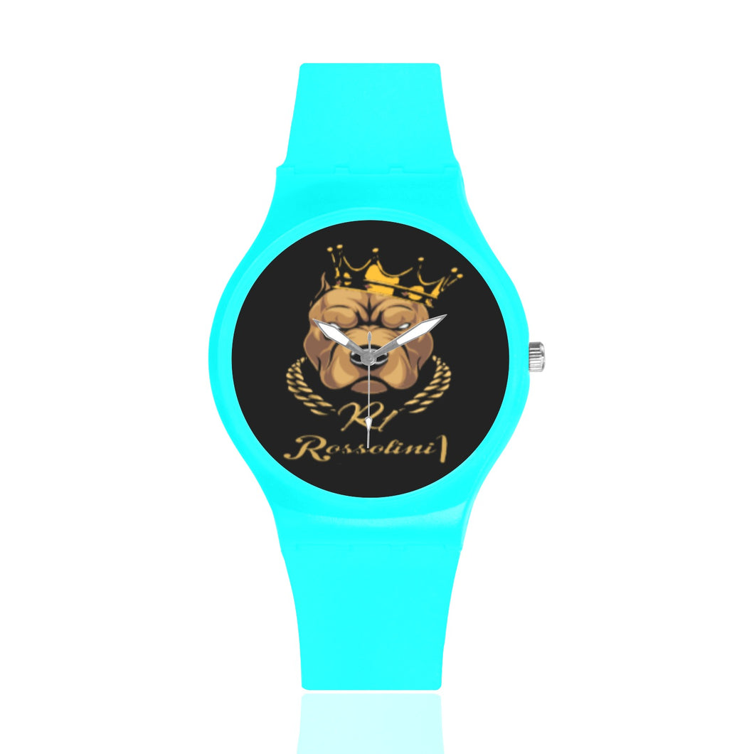 #Rossolini1# Light Blue Unisex Round Rubber Sport Watch(Model 314)