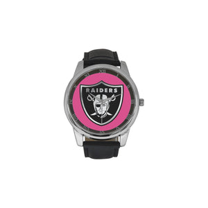#Rossolini1# Raiders Hot Pink Men's Leather Strap Large Dial Watch(Model 213)
