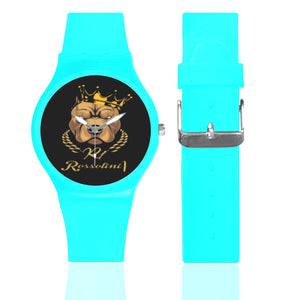 #Rossolini1# Light Blue Unisex Round Rubber Sport Watch(Model 314)